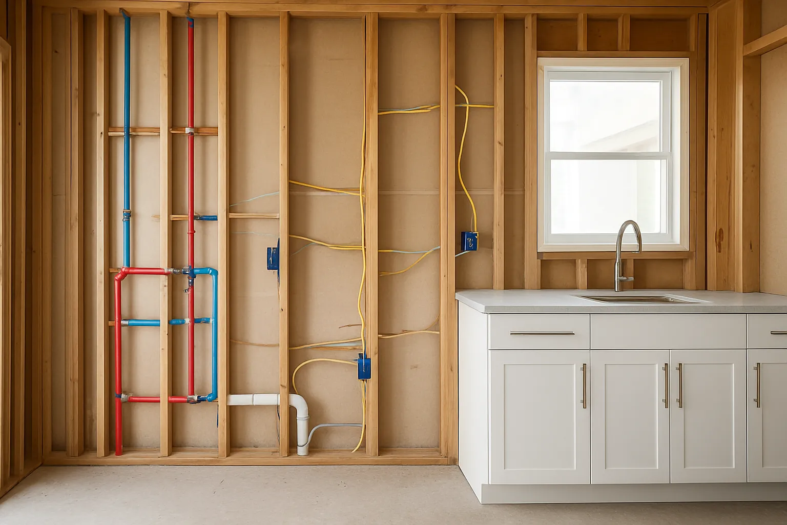 Kitchen renovation plumbing and electrical rough in