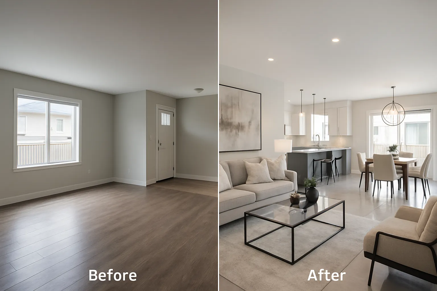 Open concept home layout improvements in Langley
