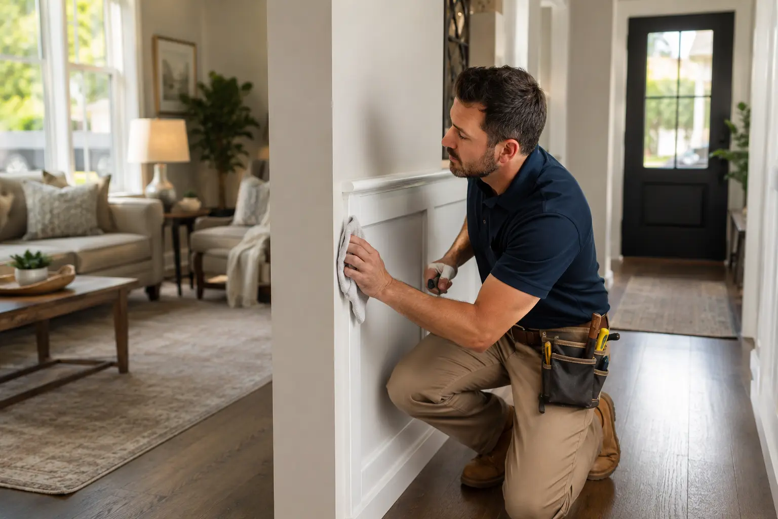 Landlord and handyman reviewing a rental unit repair list in Langley